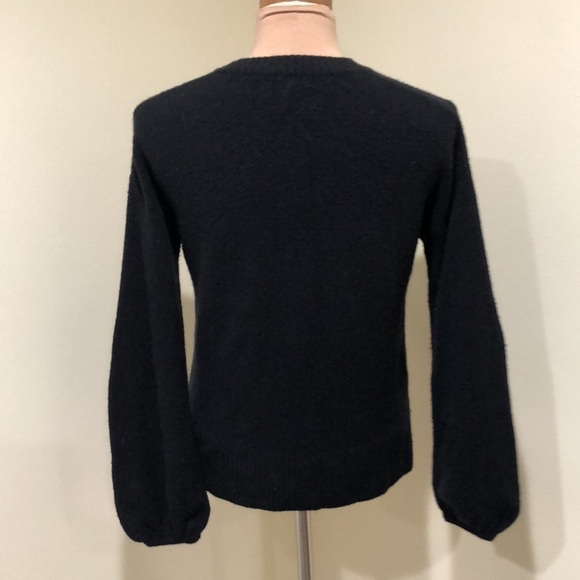 Madewell Payton Sweater Size XXS Black Coziest Yarn Lantern Puff Sleeve Pullover - Picture 4 of 10